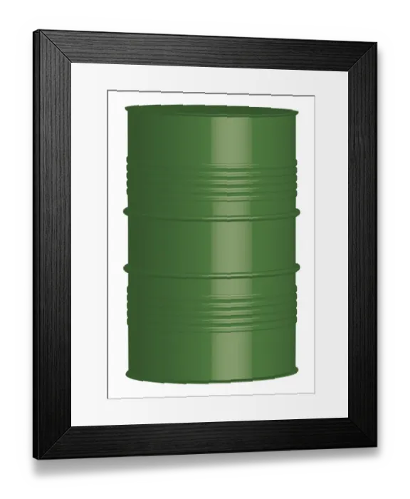 Framed Print : Digital illustration of green oil drum Framed Print : Digital illustration of green oil drum