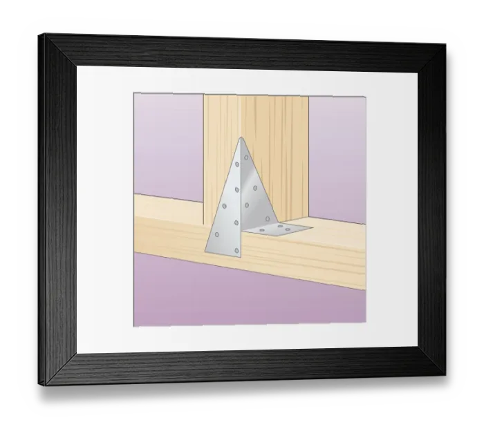 Framed Print : Digital Illustration of galvanized stud fixing bracket on timber frame Framed Print : Digital Illustration of galvanized stud fixing bracket on timber frame
