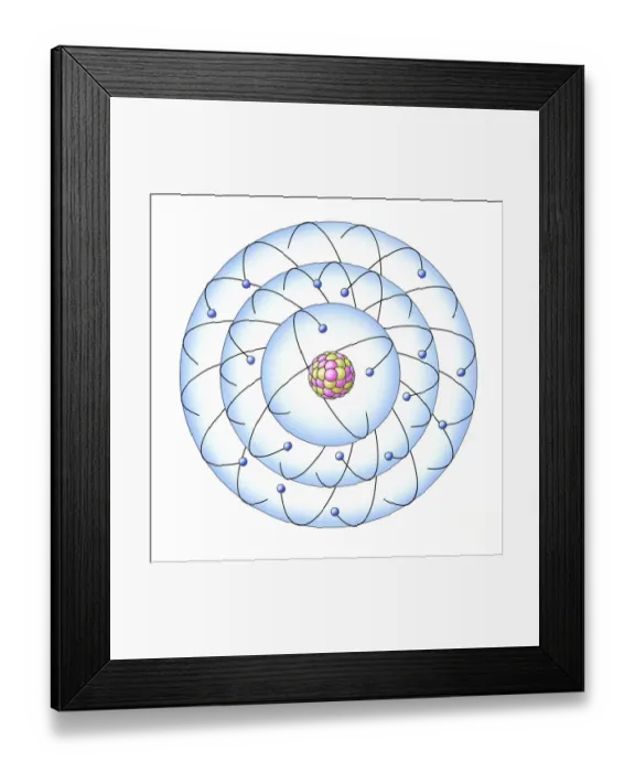 Framed Print : Electrons spinning around nucleus of an atom Framed Print : Electrons spinning around nucleus of an atom