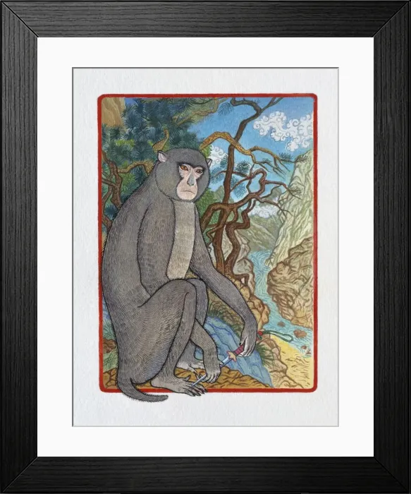 Framed Print : Illustration of Lonely Monkey, representing Chinese Year Of The Monkey Framed Print : Illustration of Lonely Monkey, representing Chinese Year Of The Monkey