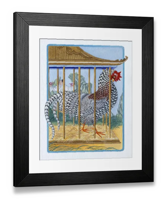 Framed Print : Illustration of Rooster in the Cage, representing Chinese Year Of The Rooster Framed Print : Illustration of Rooster in the Cage, representing Chinese Year Of The Rooster