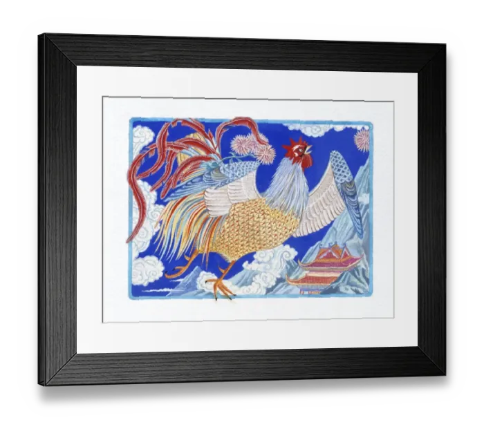 Framed Print : Illustration of Singing Rooster, representing Chinese Year Of The Rooster Framed Print : Illustration of Singing Rooster, representing Chinese Year Of The Rooster