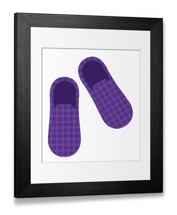 Framed Print : Digital illustration of pair of mens purple slippers Framed Print : Digital illustration of pair of mens purple slippers