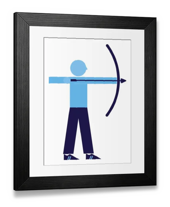 Framed Print : Digital illustration representing archer aiming bow and arrow