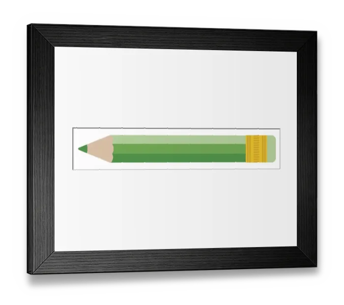 Framed Print : Digital illustration of green graphite pencil with eraser Framed Print : Digital illustration of green graphite pencil with eraser