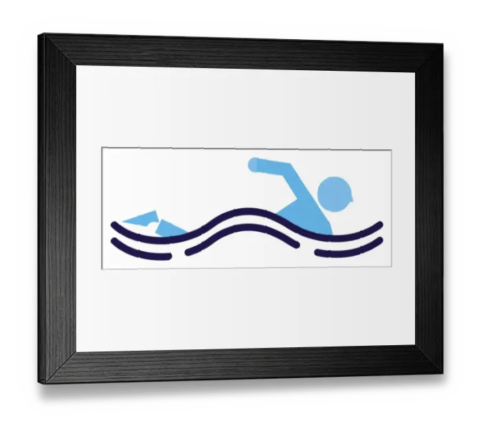 Framed Print : Digital illustration representing man swimming front crawl through waves Framed Print : Digital illustration representing man swimming front crawl through waves