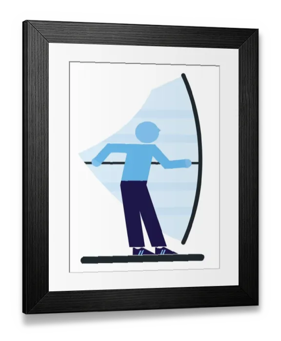 Framed Print : Digital illustration representing standing on Windsurfing Board Framed Print : Digital illustration representing standing on Windsurfing Board