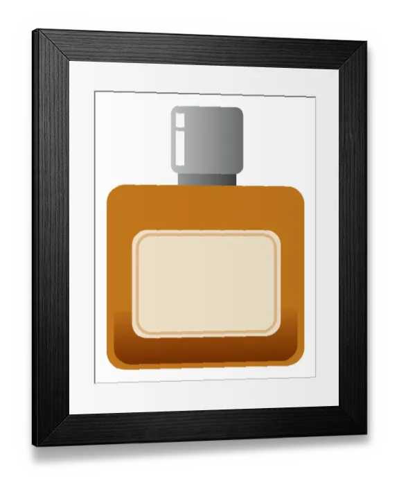 Framed Print : Digital illustration representing blank label on square whisky bottle Framed Print : Digital illustration representing blank label on square whisky bottle