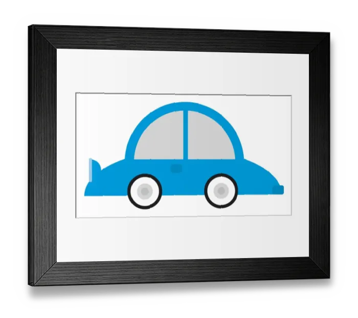 Framed Print : Digital illustration of blue bubble car Framed Print : Digital illustration of blue bubble car
