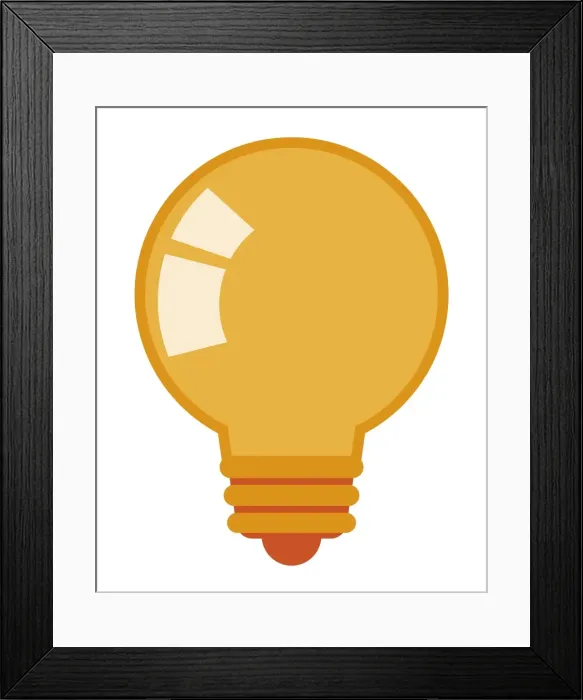Framed Print : Digital illustration of yellow lightbulb Framed Print : Digital illustration of yellow lightbulb