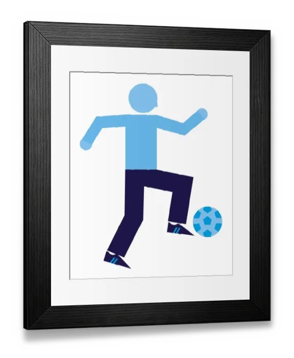 Framed Print : Digital illustration representing man kicking football Framed Print : Digital illustration representing man kicking football
