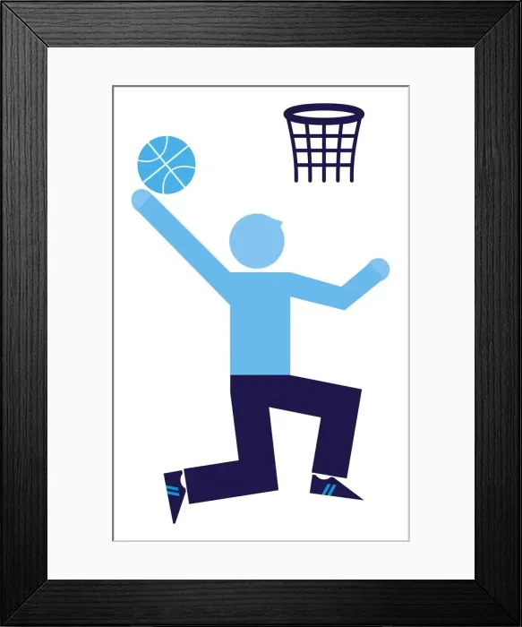 Framed Print : Digital illustration representing man playing basketball Framed Print : Digital illustration representing man playing basketball