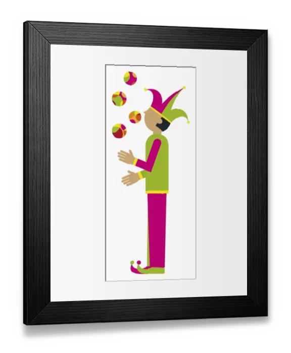 Framed Print : Digital illustration representing a jester juggling Framed Print : Digital illustration representing a jester juggling