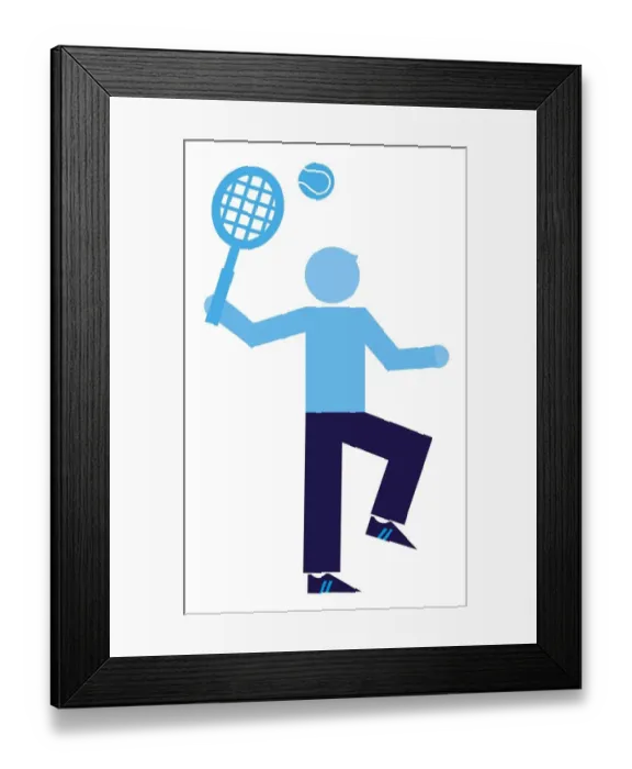 Framed Print : Digital illustration representing man holding tennis racquet near tennis ball above head Framed Print : Digital illustration representing man holding tennis racquet near tennis ball above head
