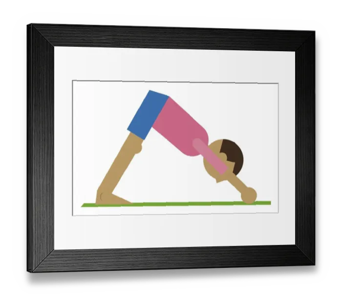 Framed Print : Digital illustration representing man practising down dog yoga position Framed Print : Digital illustration representing man practising down dog yoga position