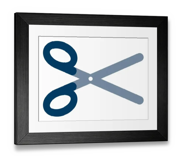 Framed Print : Digital illustration of blue scissors