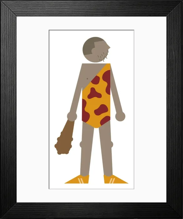 Framed Print : Digital illustration of caveman holding club Framed Print : Digital illustration of caveman holding club