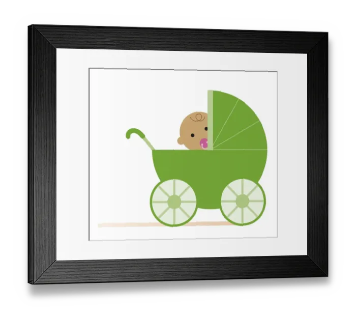 Framed Print : Digital illustration of of baby in old fashioned pram Framed Print : Digital illustration of of baby in old fashioned pram