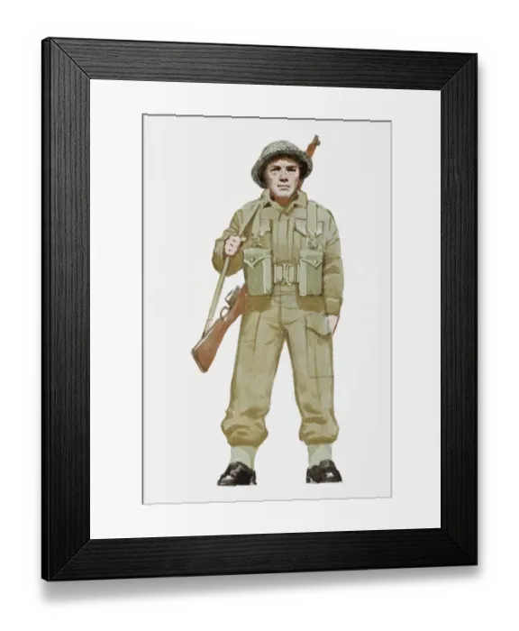 Framed Print : Illustration of World War Two British soldier Framed Print : Illustration of World War Two British soldier