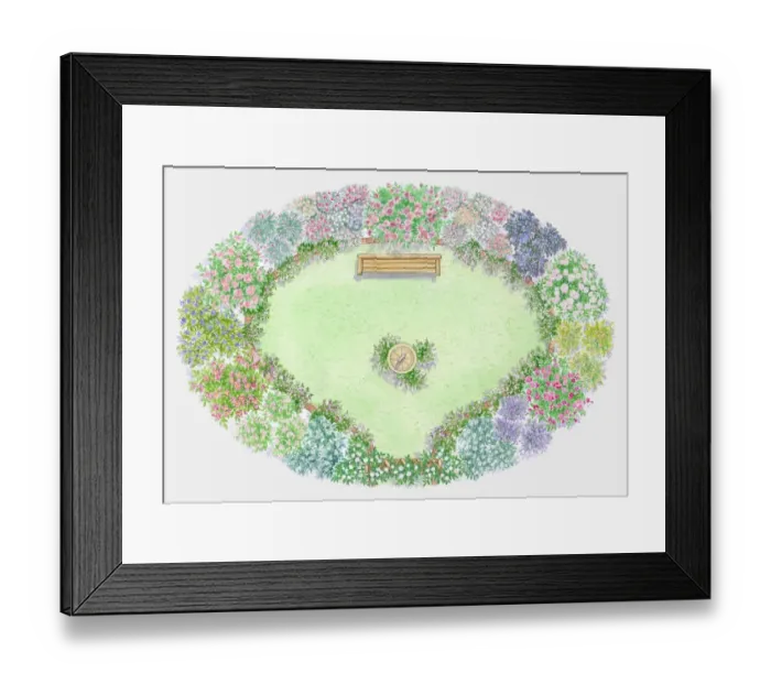 Framed Print : Illustration of herbs used as edging in rose garden surrounding lawn Framed Print : Illustration of herbs used as edging in rose garden surrounding lawn