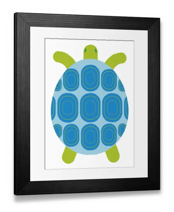 Framed Print : Digital illustration representing a colourful blue and green tortoise Framed Print : Digital illustration representing a colourful blue and green tortoise