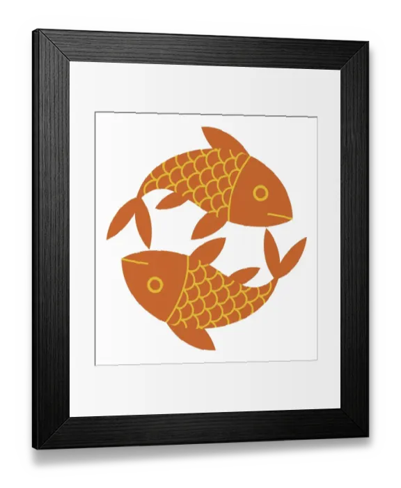 Framed Print : Digital illustration representing two scaly goldfish Framed Print : Digital illustration representing two scaly goldfish