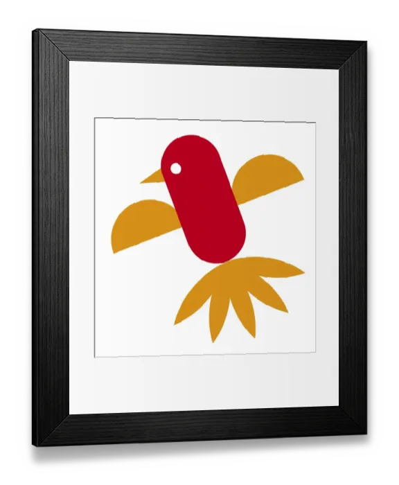 Framed Print : Digital illustration representing bright red and yellow bird flying Framed Print : Digital illustration representing bright red and yellow bird flying