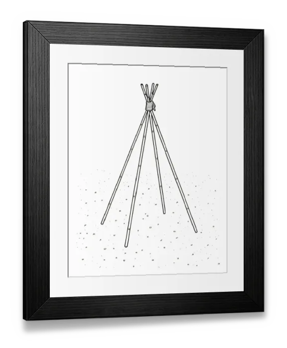 Framed Print : Black and white illustration, bamboo wigwam Framed Print : Black and white illustration, bamboo wigwam