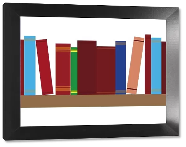 Digital illustration of row of books on bookshelf