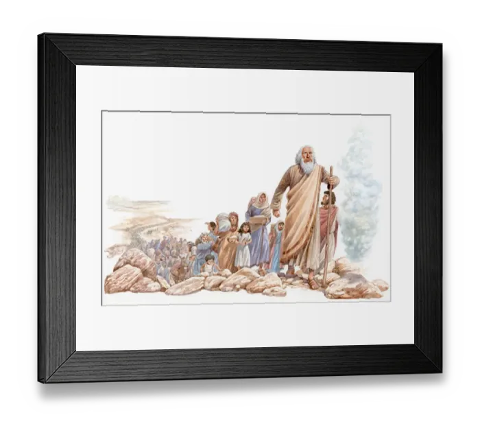Framed Print : Illustration of Moses leading Hebrews Eastward on journey to Canaan
