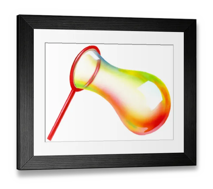 Framed Print : Illustration of colourful bubble blown through bubble wand Framed Print : Illustration of colourful bubble blown through bubble wand
