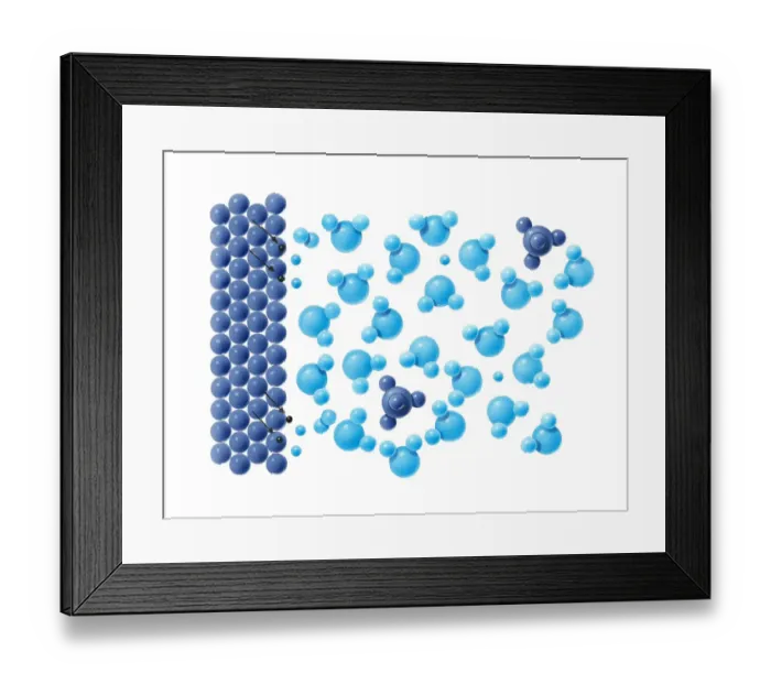 Framed Print : Illustration of copper electrode, as cathode electrons arrive from zinc anode via external circuit, they reduce hydrogen ions from acid, forming hydrogen gas molecules Framed Print : Illustration of copper electrode, as cathode electrons arrive from zinc anode via external circuit, they reduce hydrogen ions from acid, forming hydrogen gas molecules