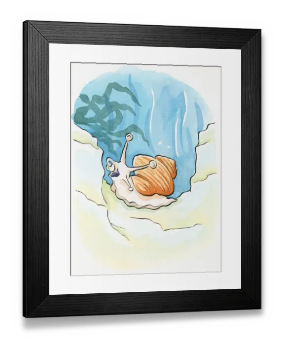 Framed Print : Cartoon of Common Periwinkle (Littorina littorea), an underwater sea snail using tentacle to put food in open mouth Framed Print : Cartoon of Common Periwinkle (Littorina littorea), an underwater sea snail using tentacle to put food in open mouth