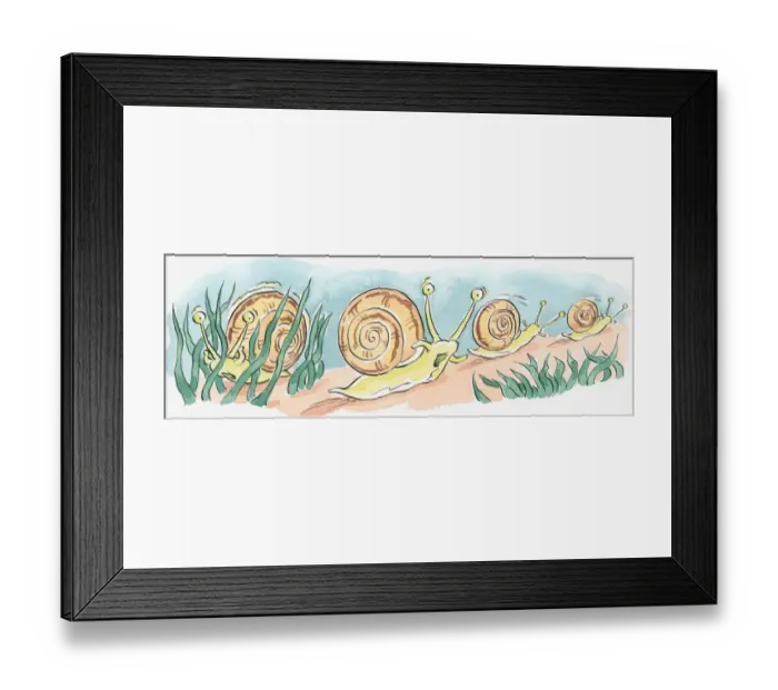 Framed Print : Cartoon of row of underwater sea snails with mouths open and alert eyes on top of tentacles Framed Print : Cartoon of row of underwater sea snails with mouths open and alert eyes on top of tentacles
