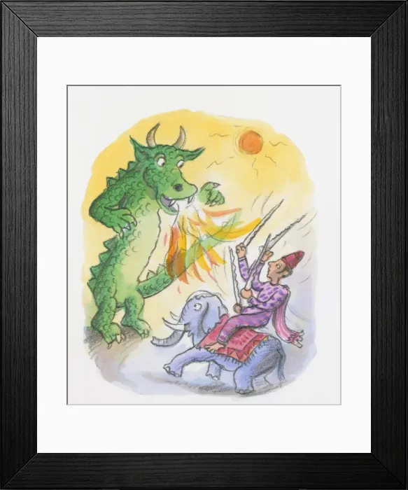 Framed Print : Cartoon of Mythological Fire Breathing Dragon Framed Print : Cartoon of Mythological Fire Breathing Dragon