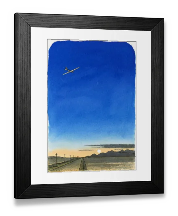 Framed Print : Illustration of glider in clear sky at sunset Framed Print : Illustration of glider in clear sky at sunset