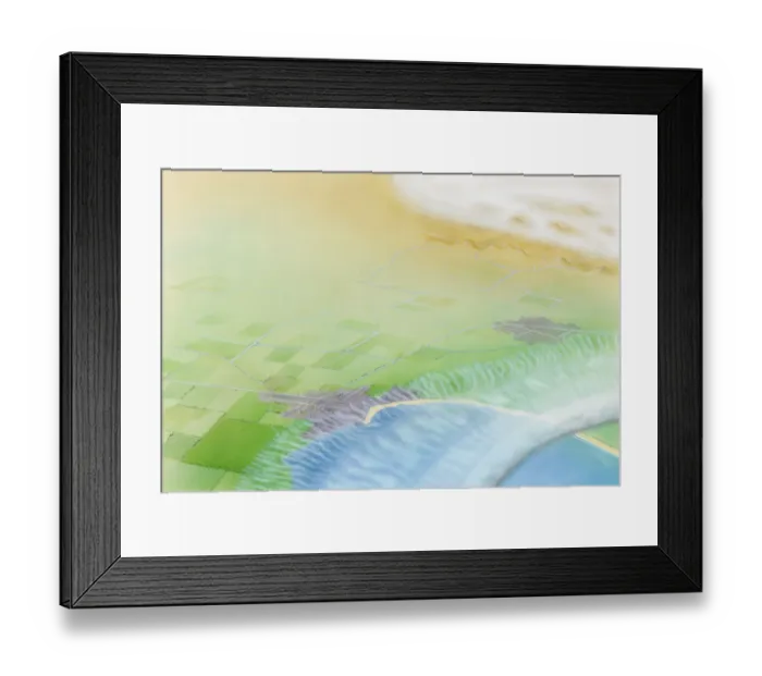 Framed Print : Illustration forecasting what weather is on the way over coastal area Framed Print : Illustration forecasting what weather is on the way over coastal area