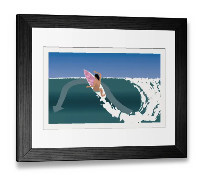 Framed Print : Digitally generated illustration of female surfer hitting lip vertically to re-enter wave in quick succession Framed Print : Digitally generated illustration of female surfer hitting lip vertically to re-enter wave in quick succession