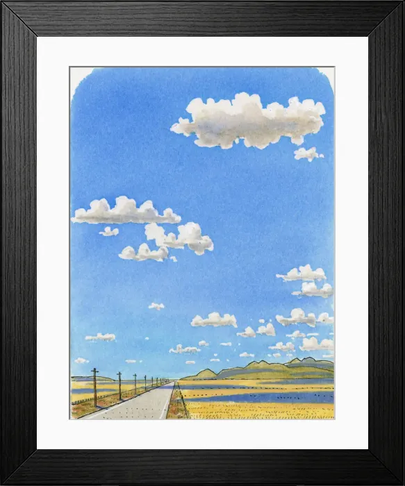 Framed Print : Illustration of cumulus clouds made by rising warm, moist midday air Framed Print : Illustration of cumulus clouds made by rising warm, moist midday air