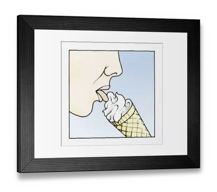 Framed Print : Illustration of tongue licking ice cream cone using Hypoglossal nerves Framed Print : Illustration of tongue licking ice cream cone using Hypoglossal nerves
