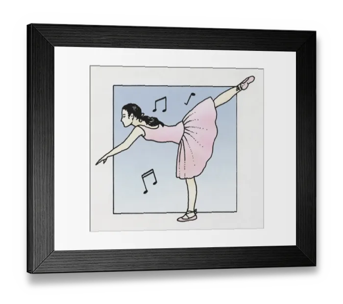 Framed Print : Illustration of ballet dancer leaning forward on one leg with other leg in the air using vestibulocochlear nerves to balance Framed Print : Illustration of ballet dancer leaning forward on one leg with other leg in the air using vestibulocochlear nerves to balance