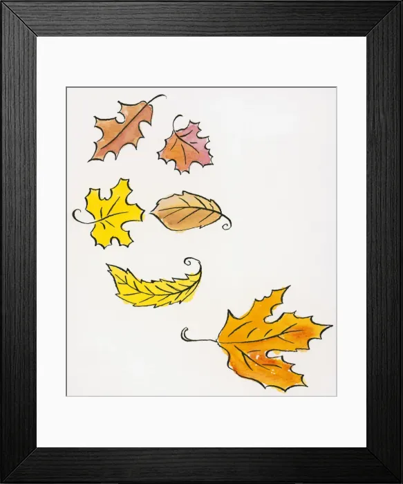 Framed Print : Illustration of falling autumn leaves of various shapes and sizes Framed Print : Illustration of falling autumn leaves of various shapes and sizes