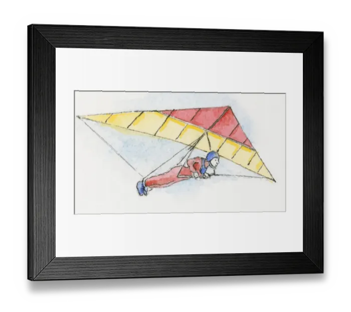 Framed Print : Illustration of man paragliding Framed Print : Illustration of man paragliding