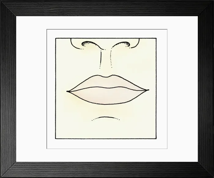 Framed Print : Illustration of human lips and nose, close-up Framed Print : Illustration of human lips and nose, close-up