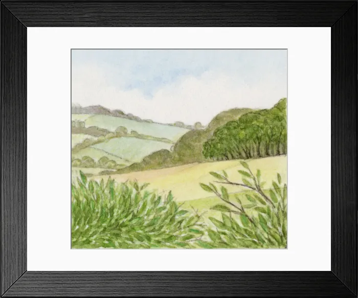 Framed Print : Illustration of wood at edge of countryside Framed Print : Illustration of wood at edge of countryside