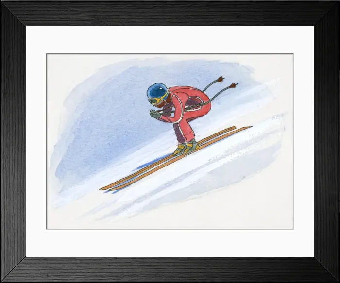 Framed Print : Iluustration of man downhill skiing Framed Print : Iluustration of man downhill skiing