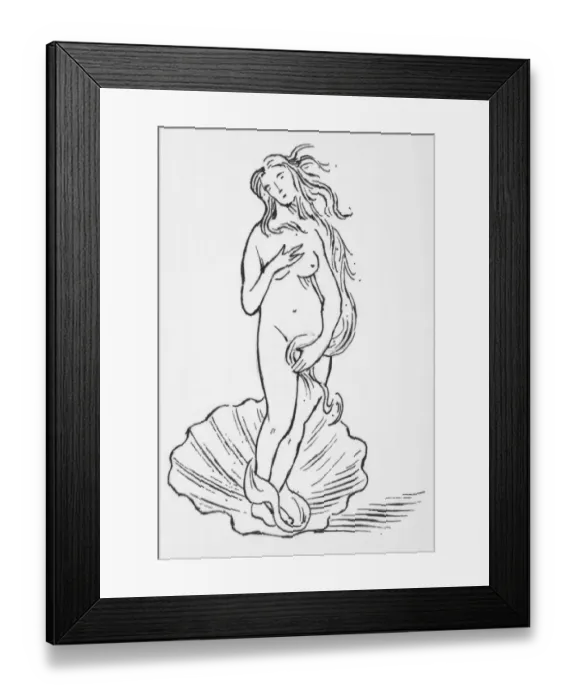 Framed Print : Black and white illustration of Aphrodite (Venus), Greek and Roman goddess of love Framed Print : Black and white illustration of Aphrodite (Venus), Greek and Roman goddess of love