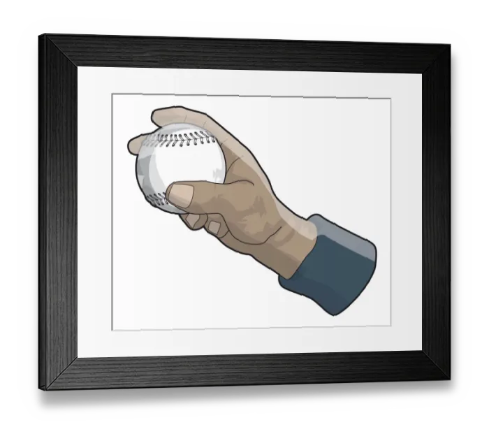 Framed Print : Hand holding baseball, two fingers placed over top of ball, fastball Framed Print : Hand holding baseball, two fingers placed over top of ball, fastball