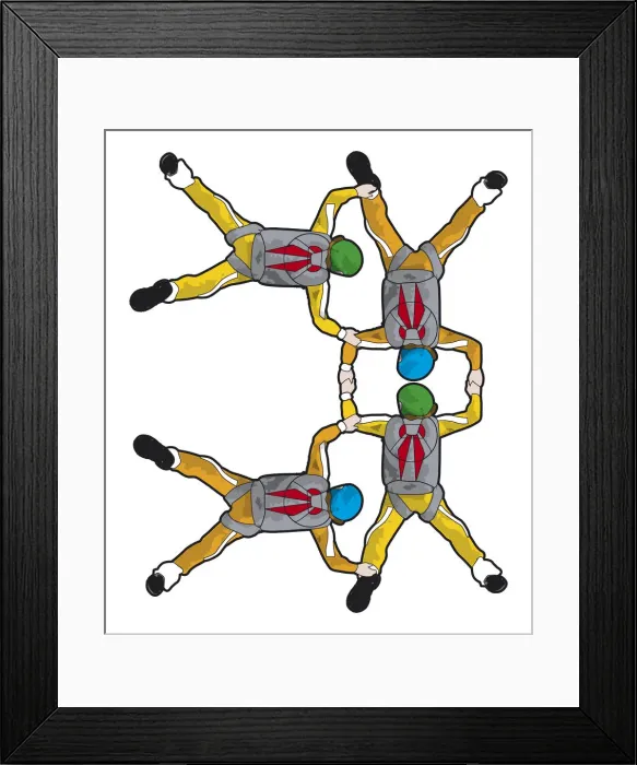 Framed Print : Formation skydivers