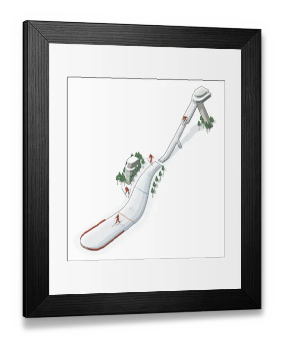 Framed Print : Four stages of ski jumper descending down jump Framed Print : Four stages of ski jumper descending down jump